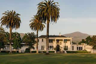 Palm Trees, Silverado Mansion during the Golden Hour with Atlas Peak behind