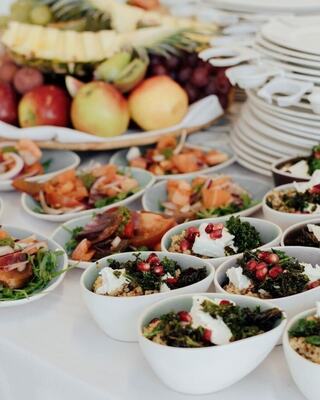 Buffet of fruit and salads