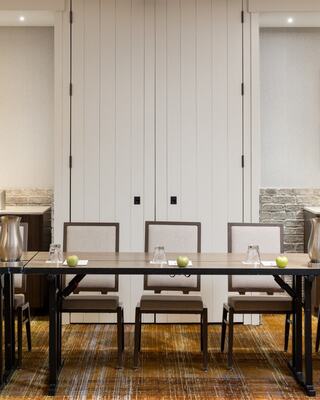 Table set up for a corporate meeting event