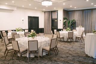 Wedding reception tables in vintner's court