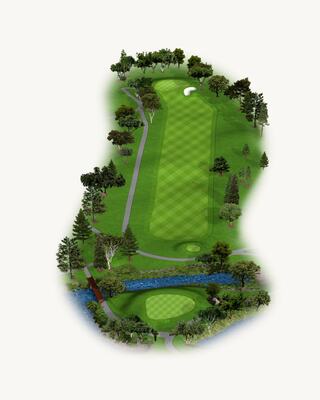 Illustration of Hole 1 on the South Course at Silverado Resort