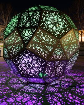 lighted art sculpture in downtown Napa's lighted art festival