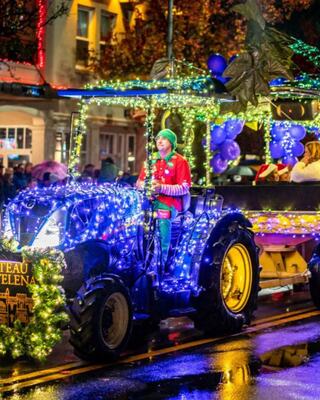 chateau montelena tractor in the calistoga lighted tractor parade