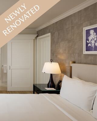 Hotel bed and sliding door