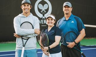 Three Professional Tennis Instructors Posing on the Tennis Court at Silverado Resort in Napa