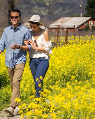 A Couple enjoying Mustard Season in Napa Valley