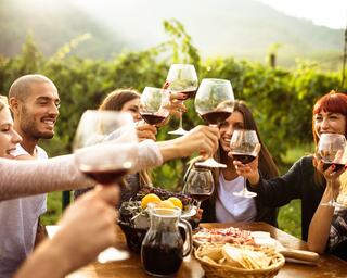 People Drinking Wine outside