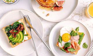 Brunch items on a table