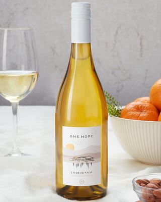 One Hope wine bottles with autumn fruit