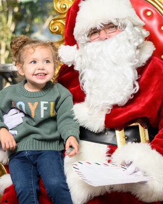 Little Girl sitting on Santa Claus' lap