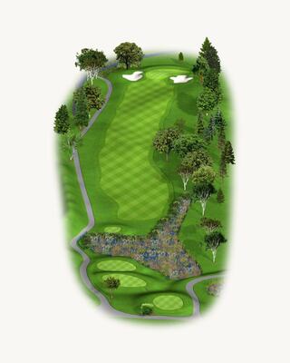 Illustration of Hole 1 on the North Course at Silverado Resort