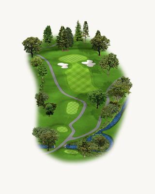 Illustration of Hole 2 on the North Course at Silverado Resort