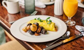 Plated Breakfast Entrée at a Napa Restaurant on a Table