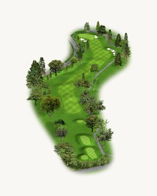 Illustration of Hole 5 on the North Course at Silverado Resort