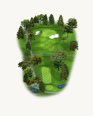 Illustration of Hole 7 on the North Course at Silverado Resort