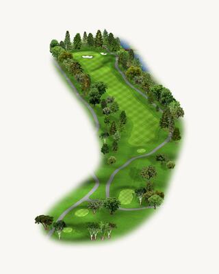 Illustration of Hole 9 on the North Course at Silverado Resort