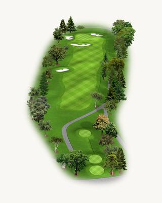 Illustration of Hole 13 on the North Course at Silverado Resort