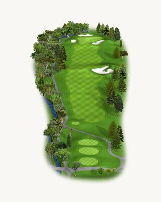 Illustration of Hole 14 on the North Course at Silverado Resort