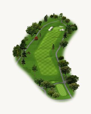 Illustration of Hole 2 on the South Course at Silverado Resort