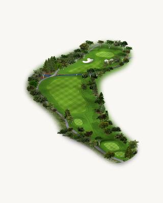Illustration of Hole 6 on the South Course at Silverado Resort
