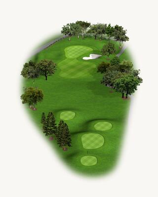 Illustration of Hole 7 on the South Course at Silverado Resort