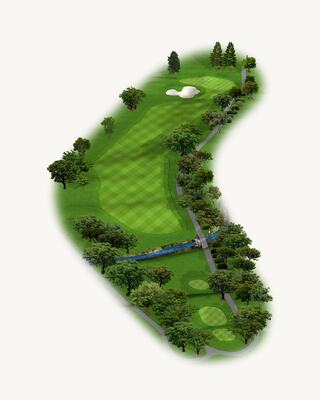 Illustration of Hole 8 on the South Course at Silverado Resort