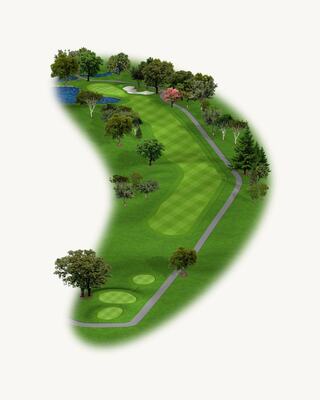 Illustration of Hole 9 on the South Course at Silverado Resort