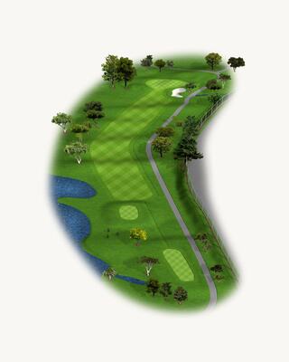 Illustration of Hole 12 on the South Course at Silverado Resort