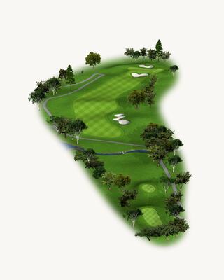 Illustration of Hole 14 on the South Course at Silverado Resort