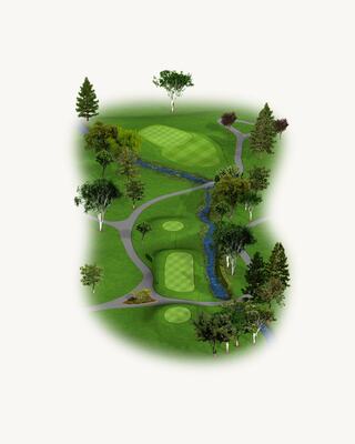 Illustration of Hole 17 on the South Course at Silverado Resort