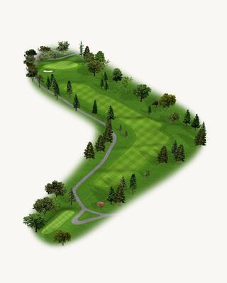 Illustration of Hole 18 on the South Course at Silverado Resort