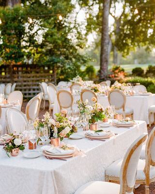 Wedding Table Set Up in an Outdoor Grove in Napa