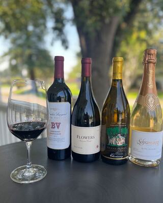 Three Wine Glasses on a Patio Table