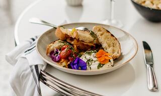 Plated Food with Garnish at a Napa Restaurant Grill