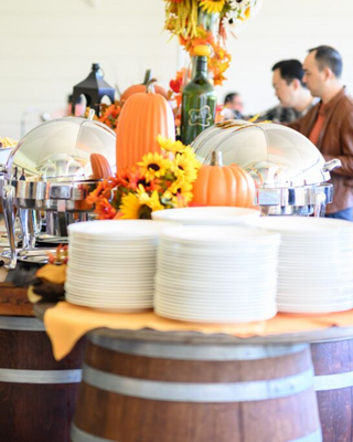 People at a buffet during fall